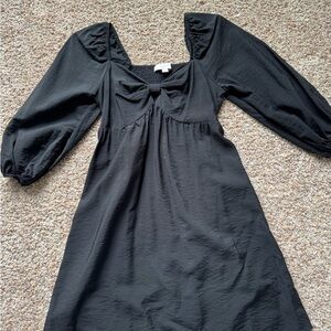 LOFT Black Puff Sleeve Dress small